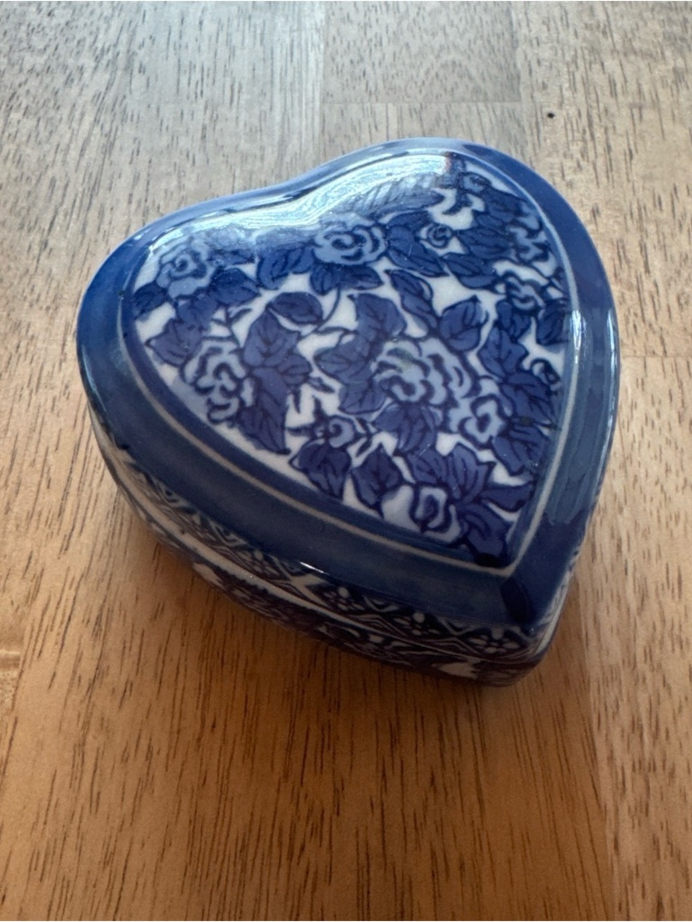 Silvestri Blue and White Heart-Shaped Ceramic Trinket Box